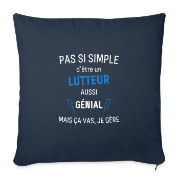 T-shirt Lutteur Génial - Housse de coussin décorative 45 x 45 cm - bleu marine - Devant