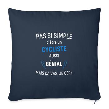 Cycliste Génial - Housse de coussin décorative 45 x 45 cm - bleu marine - Devant