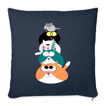 Katzen - Sofakissenbezug 45 x 45 cm - Navy - Vorne