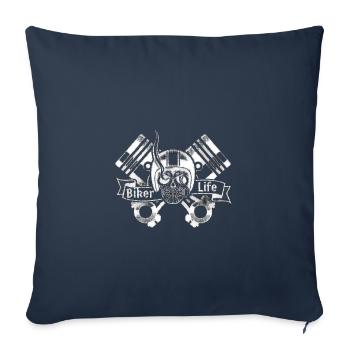 Biker Life Piston Skull Moto - Housse de coussin décorative 45 x 45 cm - bleu marine - Devant