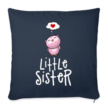 Petite soeur - Housse de coussin décorative 45 x 45 cm - bleu marine - Devant