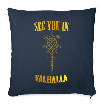 Runes Viking Valhalla nordique - Housse de coussin décorative 45 x 45 cm - bleu marine - Devant
