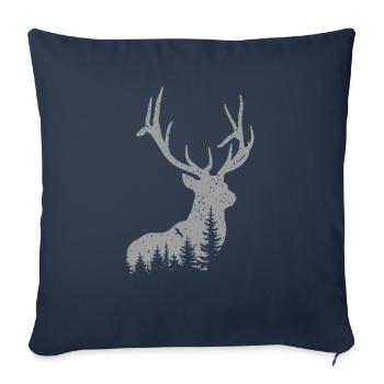 Cerf - Housse de coussin décorative 45 x 45 cm - bleu marine - Devant