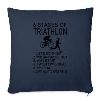 Triathlon Natation Bike Run - Housse de coussin décorative 45 x 45 cm - bleu marine - Devant