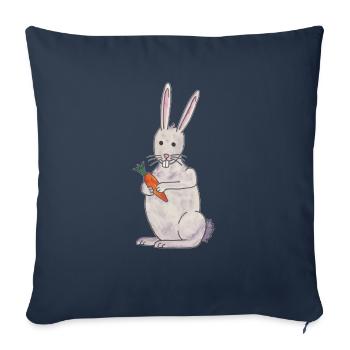 lapin mignon lapin avec carotte - Housse de coussin décorative 45 x 45 cm - bleu marine - Devant