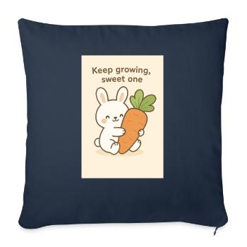 Lapin Kawaii Câlin Carotte Géante - Housse de coussin décorative 45 x 45 cm - bleu marine - Devant
