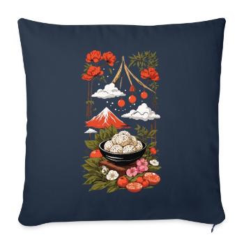 Festival japonais & Onigiri Art Design - Housse de coussin décorative 45 x 45 cm - bleu marine - Devant