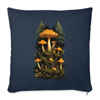 Retro Chanterelles Mushroom Picker Dream Mushroom Design - Sofa pillowcase 17,3'' x 17,3'' (45 x 45 cm) - navy - Front