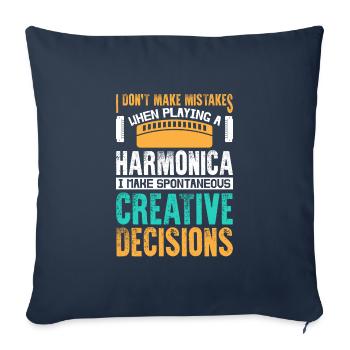 Je ne fais pas d’erreurs en jouant de l’harmonica - Housse de coussin décorative 45 x 45 cm - bleu marine - Devant