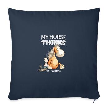 Cheval Dicton avec Motif Cheval Mon Cheval Pense - Housse de coussin décorative 45 x 45 cm - bleu marine - Devant