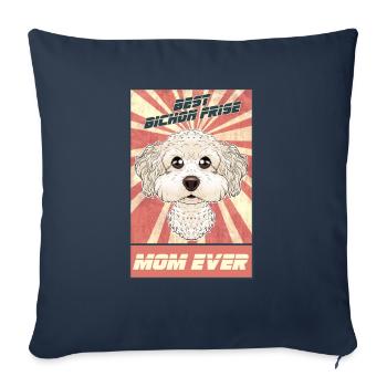 Meilleure maman frise Bichon Ever I Bichon Lover - Housse de coussin décorative 45 x 45 cm - bleu marine - Devant