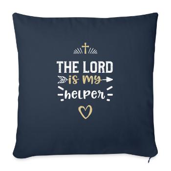 Le Seigneur est mon aide - Jésus - Housse de coussin décorative 45 x 45 cm - bleu marine - Devant