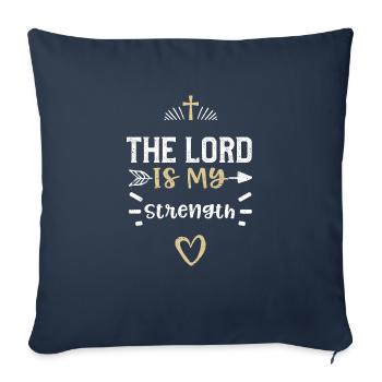 Le Seigneur est ma force - Jésus - Housse de coussin décorative 45 x 45 cm - bleu marine - Devant