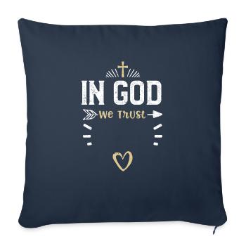 En Dieu nous avons confiance - Jésus - Housse de coussin décorative 45 x 45 cm - bleu marine - Devant