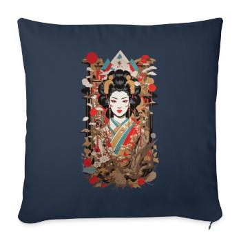 Retro Geisha Popart Japan Art Style - Sofa pillowcase 17,3'' x 17,3'' (45 x 45 cm) - navy - Front