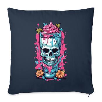 Goth Sundae crâne Weirdcore Pastel gothique - Housse de coussin décorative 45 x 45 cm - bleu marine - Devant