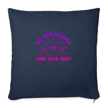 Moi et Karma Vibe Comme ça Le karma est un chat - Housse de coussin décorative 45 x 45 cm - bleu marine - Devant