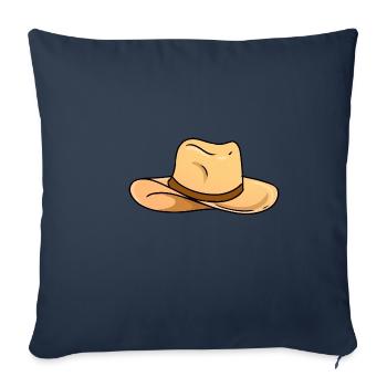 Chapeau de paille - Housse de coussin décorative 45 x 45 cm - bleu marine - Devant