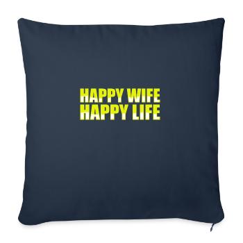 Femme heureuse Vie heureuse Fiançailles Mariage - Housse de coussin décorative 45 x 45 cm - bleu marine - Devant