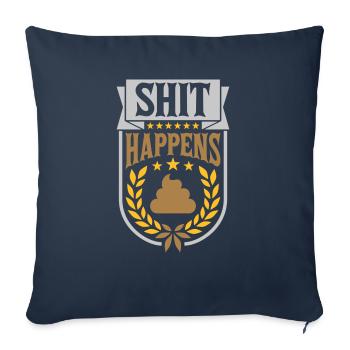Laurel wreath Shit happens quote - Sofa pillowcase 17,3'' x 17,3'' (45 x 45 cm) - navy - Front
