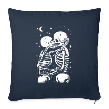 Squelette - Baiser - Gothique - Amusant - Housse de coussin décorative 45 x 45 cm - bleu marine - Devant