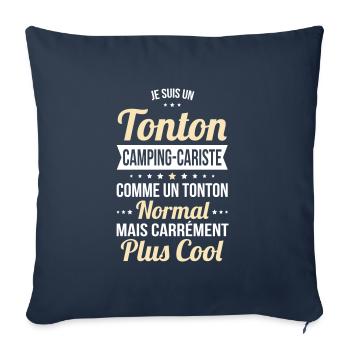 Tonton camping-cariste plus cool - Housse de coussin décorative 45 x 45 cm - bleu marine - Devant