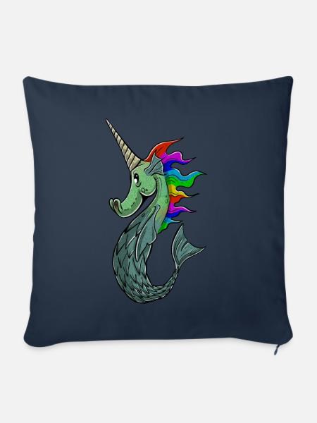 Meerjungpferdchen UNICORN|EINHORN by matjuse - Sofakissenbezug 45 x 45 cm - Navy