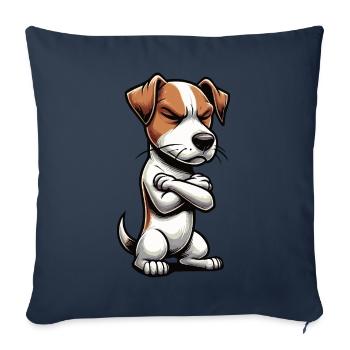 Jack Russel terrier Jack russel amoureux de Jackie - Housse de coussin décorative 45 x 45 cm - bleu marine - Devant
