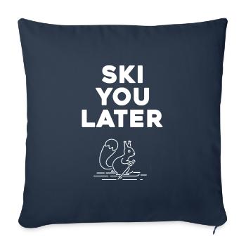 skiing ski you later skihase - Sofa pillowcase 17,3'' x 17,3'' (45 x 45 cm) - navy - Front
