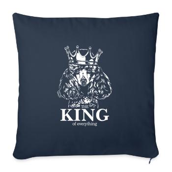 Caniche miniature Roi de tout ce qui dit chiens chien - Housse de coussin décorative 45 x 45 cm - bleu marine - Devant