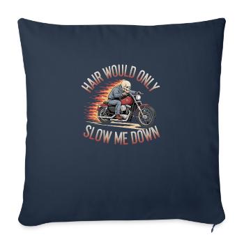 Bald Biker Skull Motorcycle Rider Funny Graphic - Sofakissenbezug 45 x 45 cm - Navy - Vorne