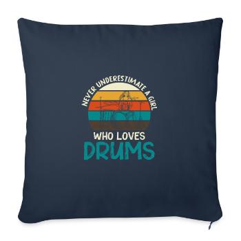 Batteur Batterie Musique Groupe Batterie Tambour - Housse de coussin décorative 45 x 45 cm - bleu marine - Devant