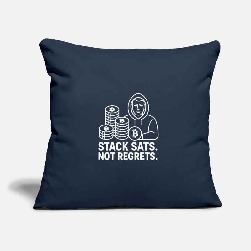 Conception de sweat à capuche Bitcoin – Stack Sats. Pas de regrets. Housse de coussin décorative 45 x 45 cm