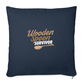 Wooden Spoon Survivor Meme Drôle de maman italienne - Housse de coussin décorative 45 x 45 cm - bleu marine - Devant