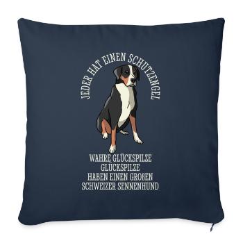 Sennenhund suisse Grand ange gardien - Housse de coussin décorative 45 x 45 cm - bleu marine - Devant