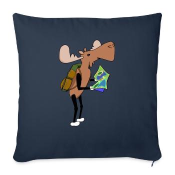 Carte de randonnée Moose Comic - Housse de coussin décorative 45 x 45 cm - bleu marine - Devant