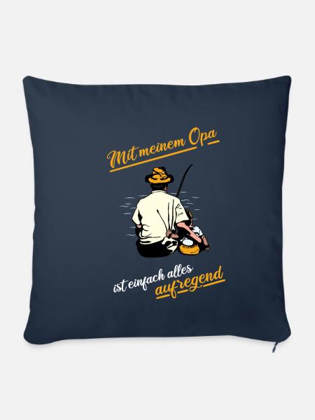 Opa Angeln Enkel Ruhe Aufregend Angler Fischer - Sofakissenbezug 45 x 45 cm - Navy
