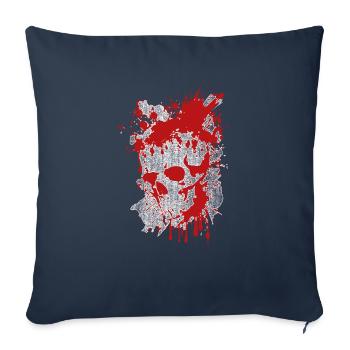 Éclabousser le crâne sanglant - Housse de coussin décorative 45 x 45 cm - bleu marine - Devant