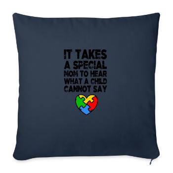 AUTISM SPECIAL MOM Cadeau de sensibilisation à l'autisme - Housse de coussin décorative 45 x 45 cm - bleu marine - Devant