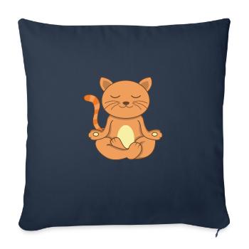 Namaste chat méditant chat yoga - Housse de coussin décorative 45 x 45 cm - bleu marine - Devant