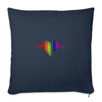 LGBT Battements de coeur Arc-en-ciel LGBT Pride Gay Pride - Housse de coussin décorative 45 x 45 cm - bleu marine - Devant