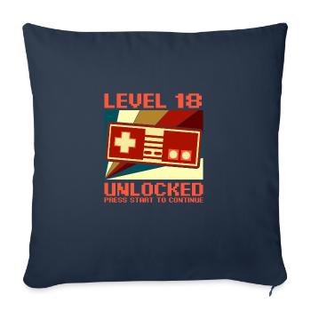 LEVEL 18 UNLOCKED 18 Birthday Gamer Controller - Sofa pillowcase 17,3'' x 17,3'' (45 x 45 cm) - navy - Front