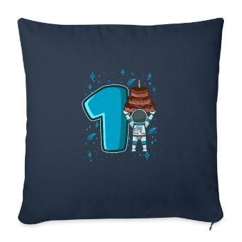 1 anniversaire jeune 1 année astronaute spatial - Housse de coussin décorative 45 x 45 cm - bleu marine - Devant