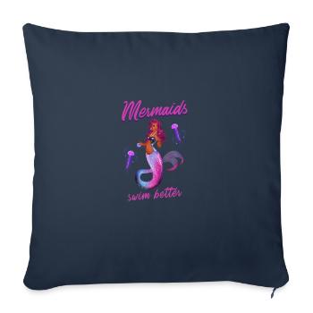 Nager en disant drôles de sirènes nager mieux - Housse de coussin décorative 45 x 45 cm - bleu marine - Devant