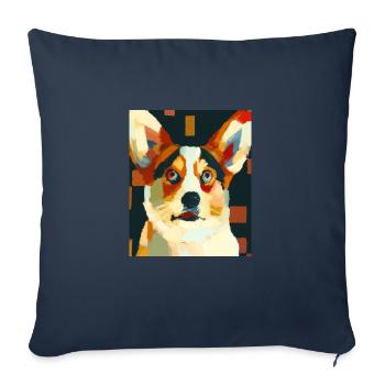 Corgi Portrait Cubisme Chien - Housse de coussin décorative 45 x 45 cm - bleu marine - Devant