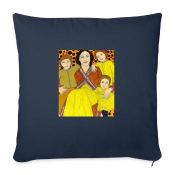 Gustav Klimt Style Portrait of a Mama with Three - Sofa pillowcase 17,3'' x 17,3'' (45 x 45 cm) - navy - Front