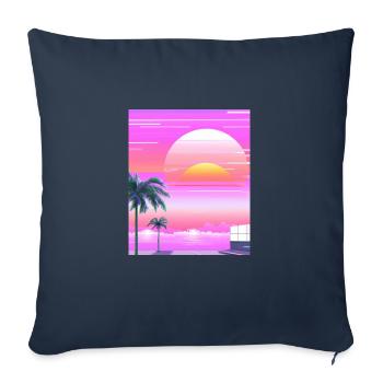 Vaporwave Sun Synthwave Sunset Palms - Sofa pillowcase 17,3'' x 17,3'' (45 x 45 cm) - navy - Front