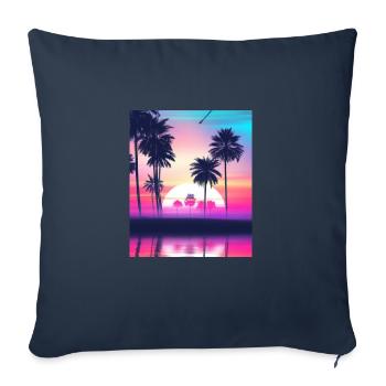 Vaporwave Sun Synthwave Sunset Palms - Sofa pillowcase 17,3'' x 17,3'' (45 x 45 cm) - navy - Front