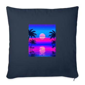 Vaporwave Sun Synthwave Sunset Palms - Sofa pillowcase 17,3'' x 17,3'' (45 x 45 cm) - navy - Front