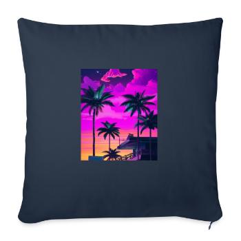 Synthwave Sun Hawaii Vaporwave Aesthetic - Sofa pillowcase 17,3'' x 17,3'' (45 x 45 cm) - navy - Front